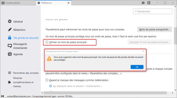 Prot Ger L Ouverture De Thunderbird Par Un Mot De Passe Lecoindunet