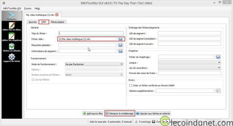 MKVToolNix - démarrer multiplexage