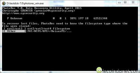 Photorec - Système de fichier