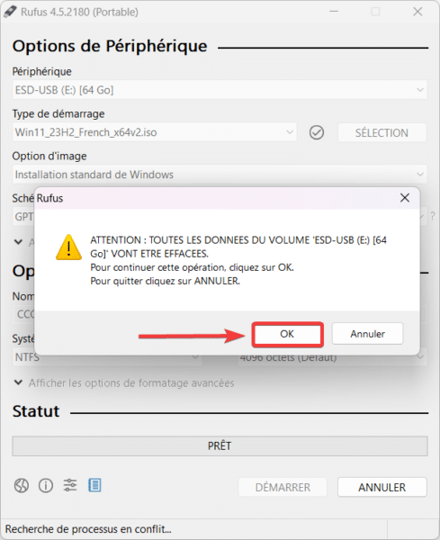 Rufus confirmation suppression données
