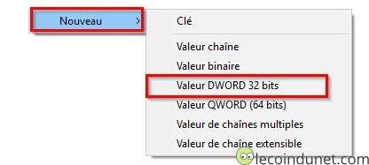 Regedit - Nouvelle valeur Dword 32 bits