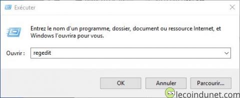 Windows 10 - Exécuter regedit