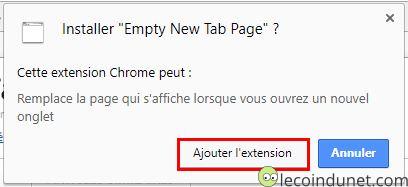 Empty New Tab Page - Ajouter extension
