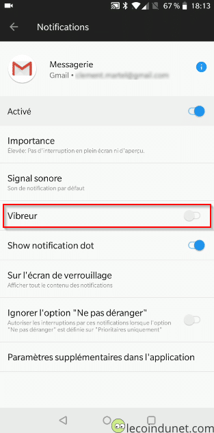 Gestion des notifications - Vibreur