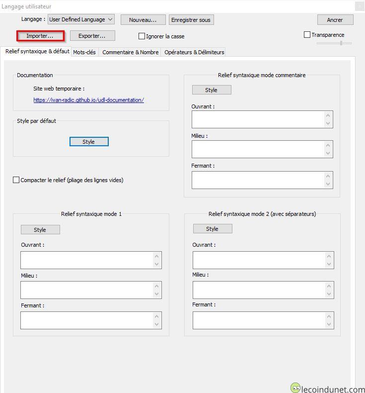 Notepad++ - Importer language utilisateur