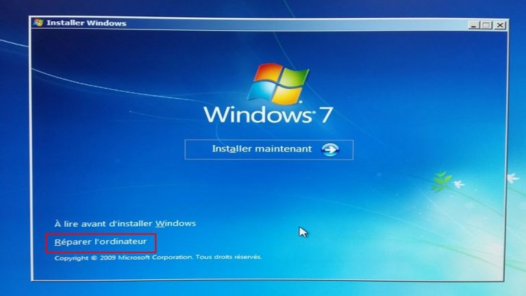 Windows 7 - Réparer l'odinateur