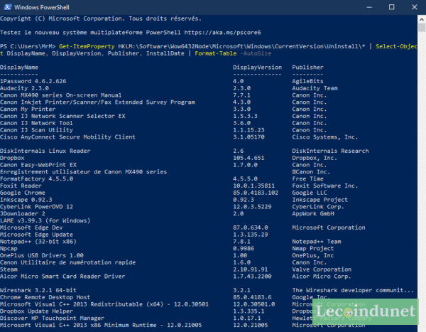 Lister Tous Les Programmes Installés Sous Windows - Lecoindunet