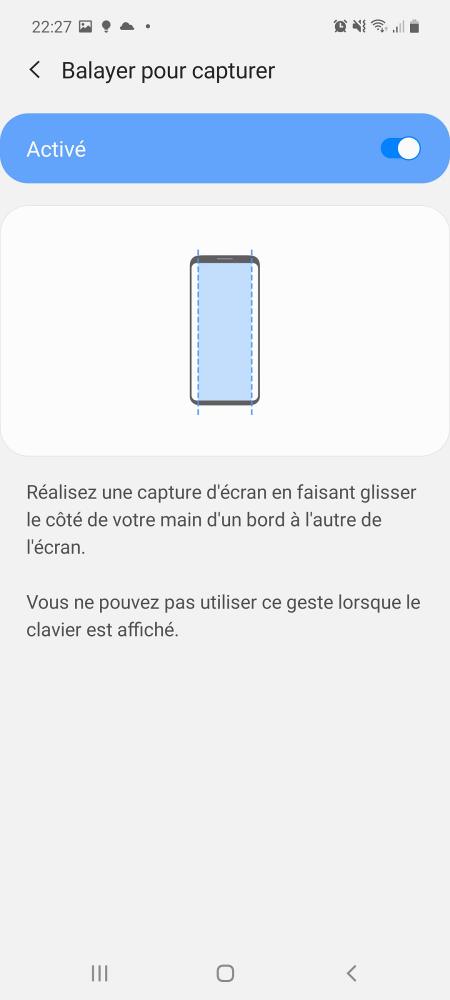 Faire une capture d'écran avec un balayage sur Samsung A51