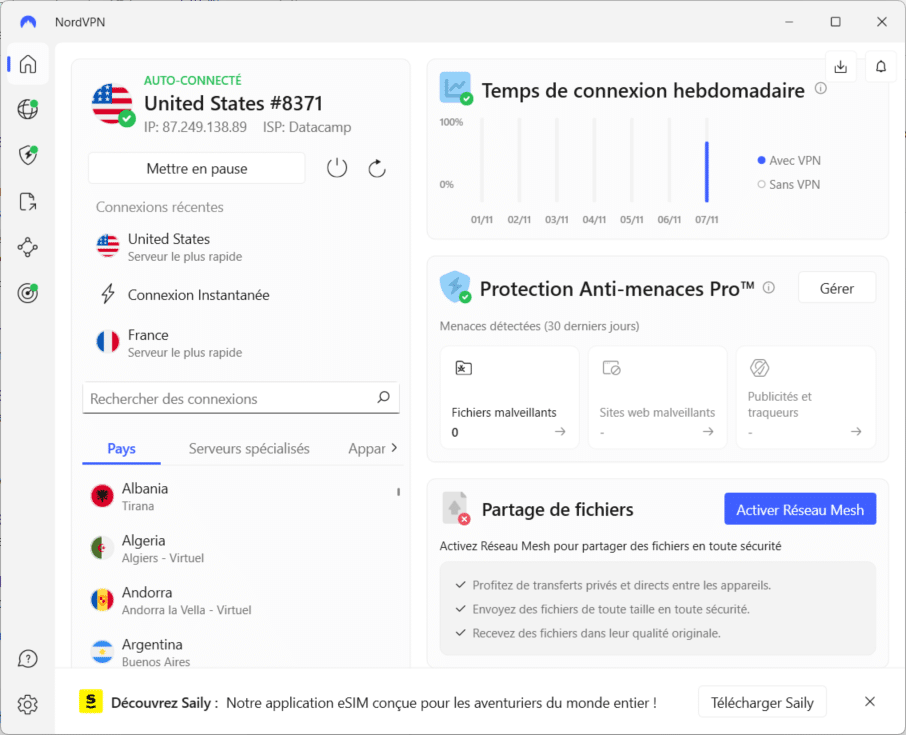 Connexion VPN aux Etats Unis avec Nord VPN pour accéder à la recherche Google US