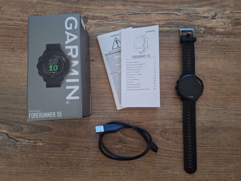 Contenu de la boite Garmin Forerunner 55